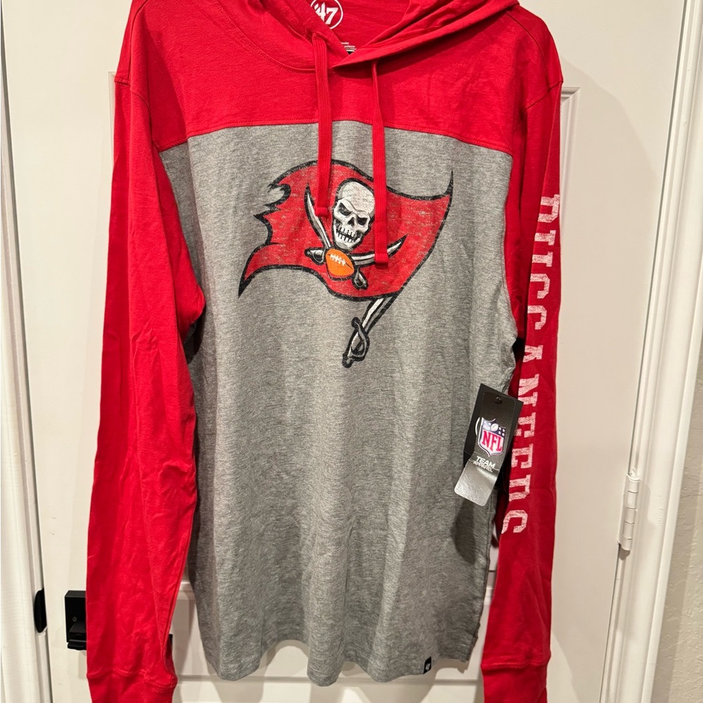 Tampa Bay Buccaneers Red and Gray Hooded Shirt